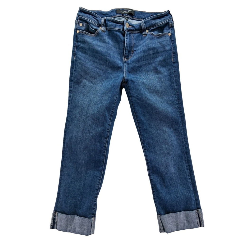 Liverpool Charlie Crop Skinny Jeans Womens 6/28 Blue Mid Rise Stretch Denim